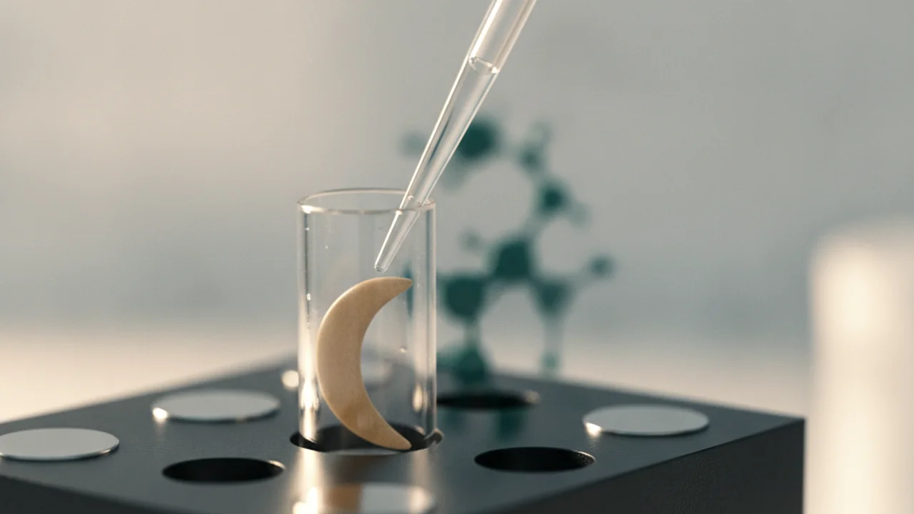 A tube on a magnet with AXP beads pelleted during cleanup.