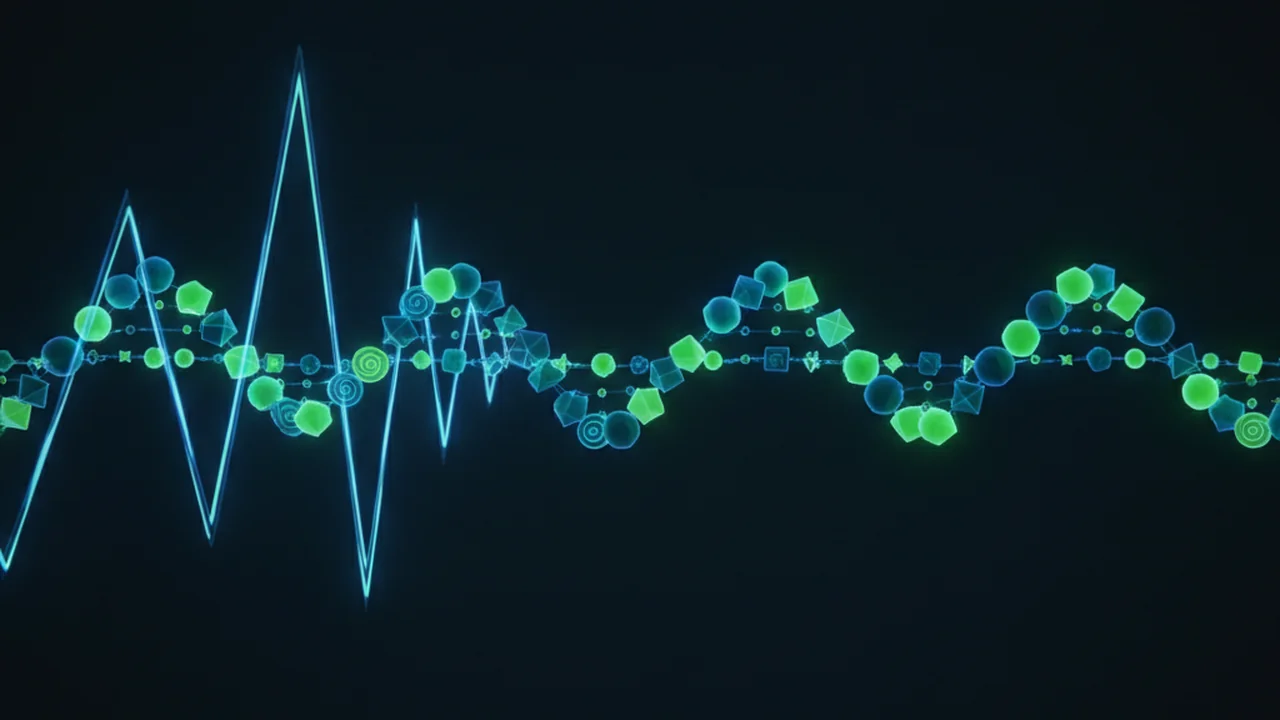 An electrical squiggle converting into a DNA sequence.