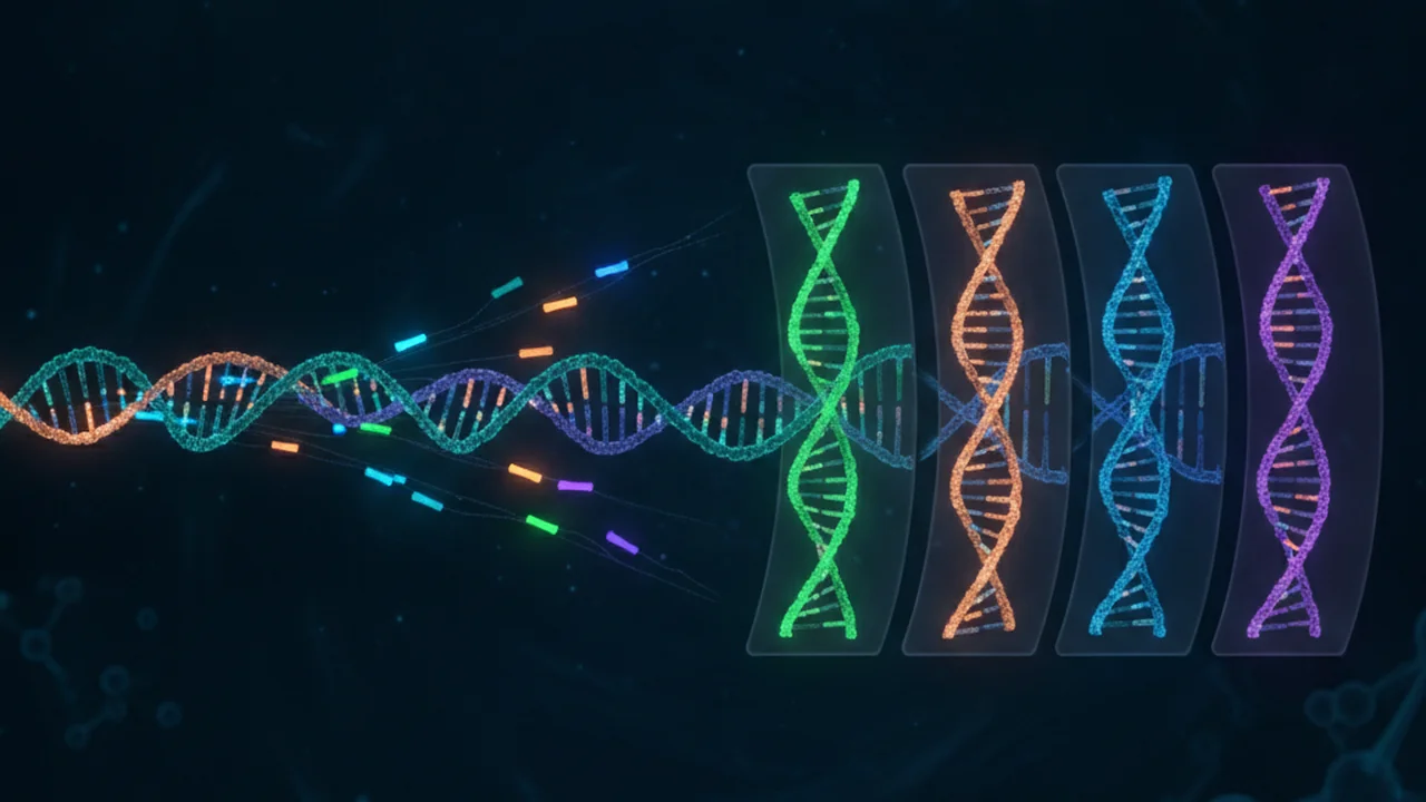 Barcoded reads sorting into separate sample bins.