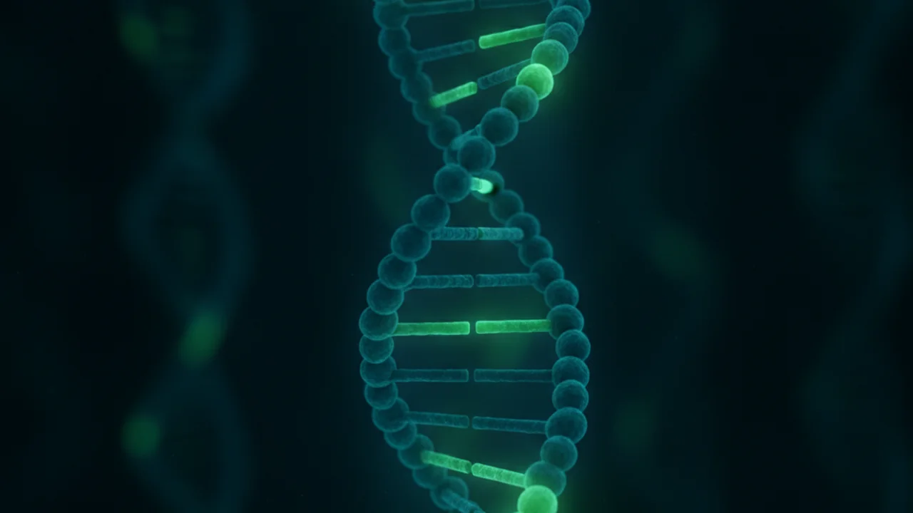 A DNA double helix: a twisted ladder with sugar-phosphate backbone sides and base-pair rungs.