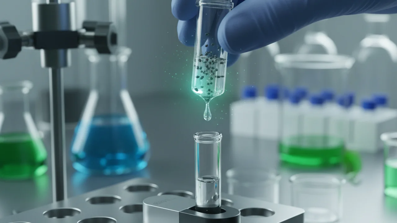 Purified DNA being eluted from the beads into a fresh clean tube.