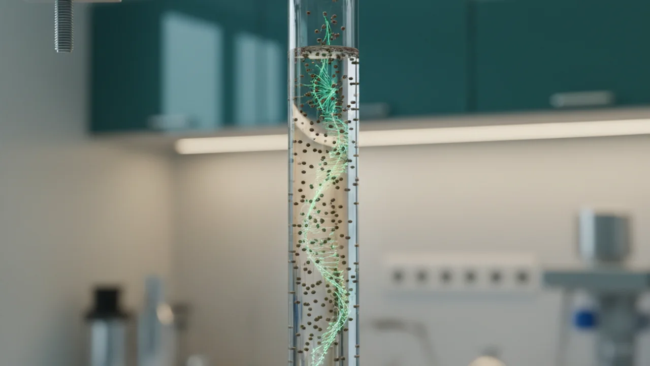 Magnetic beads mixed into cleared lysate with DNA binding to them.