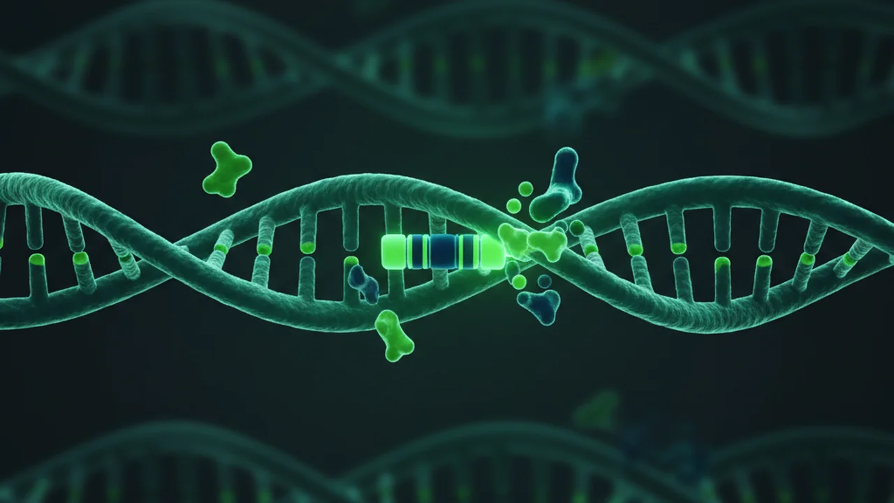 A barcode adapter being ligated onto a DNA fragment.
