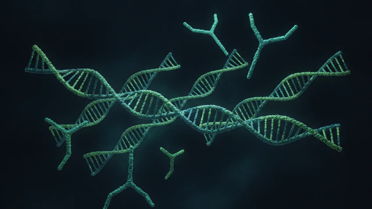 DNA fragments with sequencing adapters ready to attach.