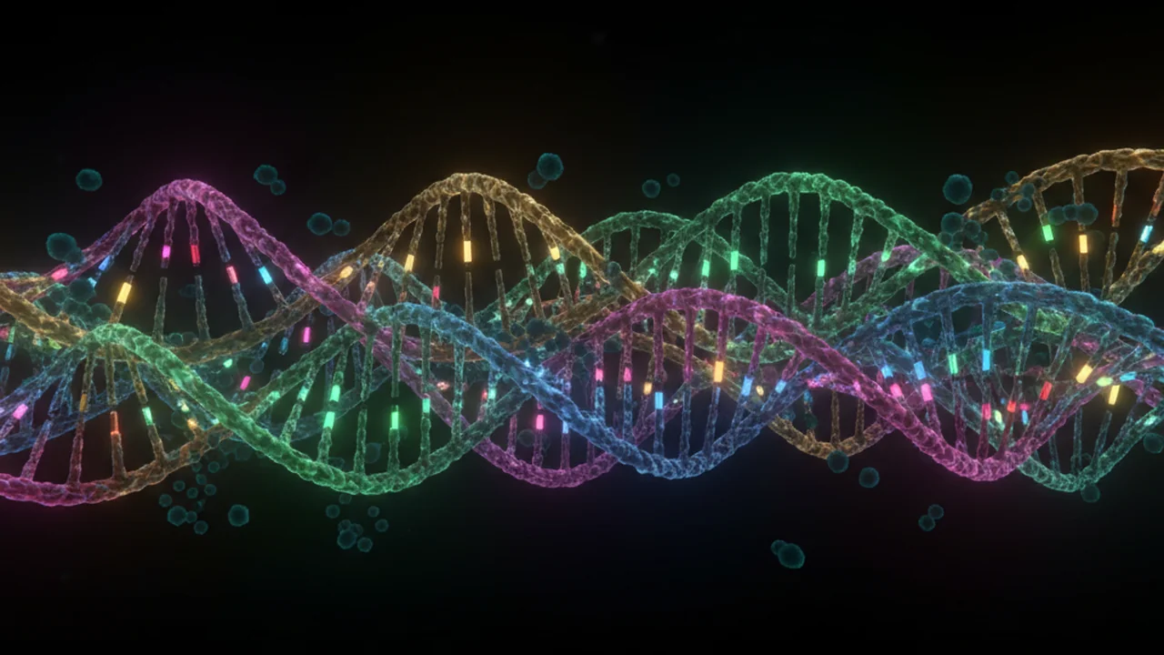 Animated visual showing the pooled barcoded library, represented as a collection of luminous DNA strands, moving purposefully towards a stylized depiction of an Oxford Nanopore flow cell. The motion indicates readiness for the final adapter ligation and subsequent loading onto the sequencing device, with subtle teal and bioluminescent green overlays.