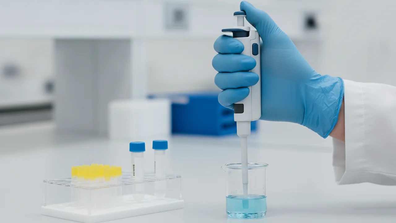 Step 5: Place the tip just below the liquid surface