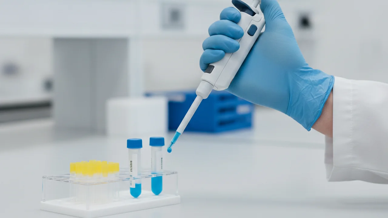 Step 7: Pause, then remove the tip from the liquid